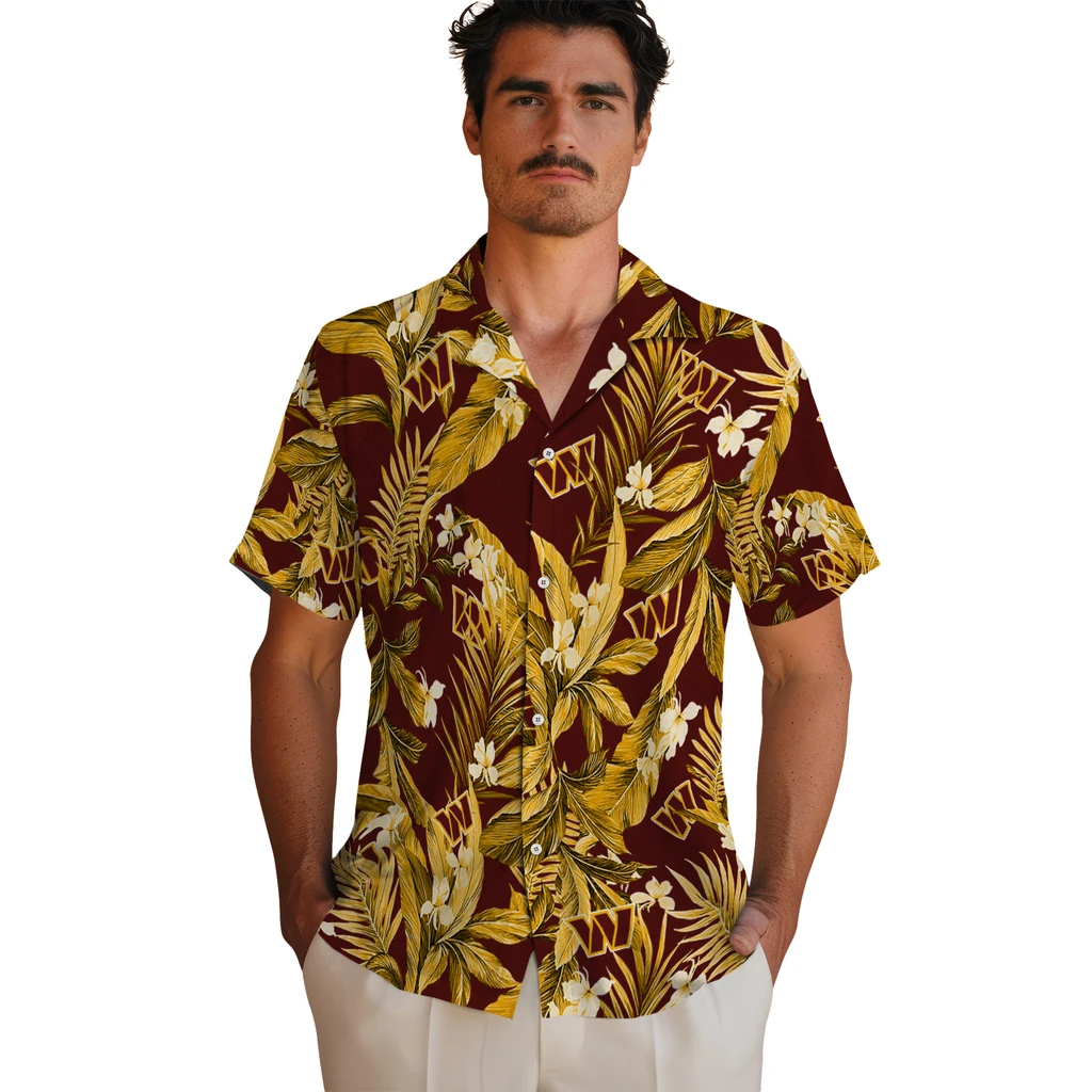 Washington Commanders Hawaiian Shirt - Palm Leaves washington commanders palm leaves burgundy hawaiian shirts fashion forward