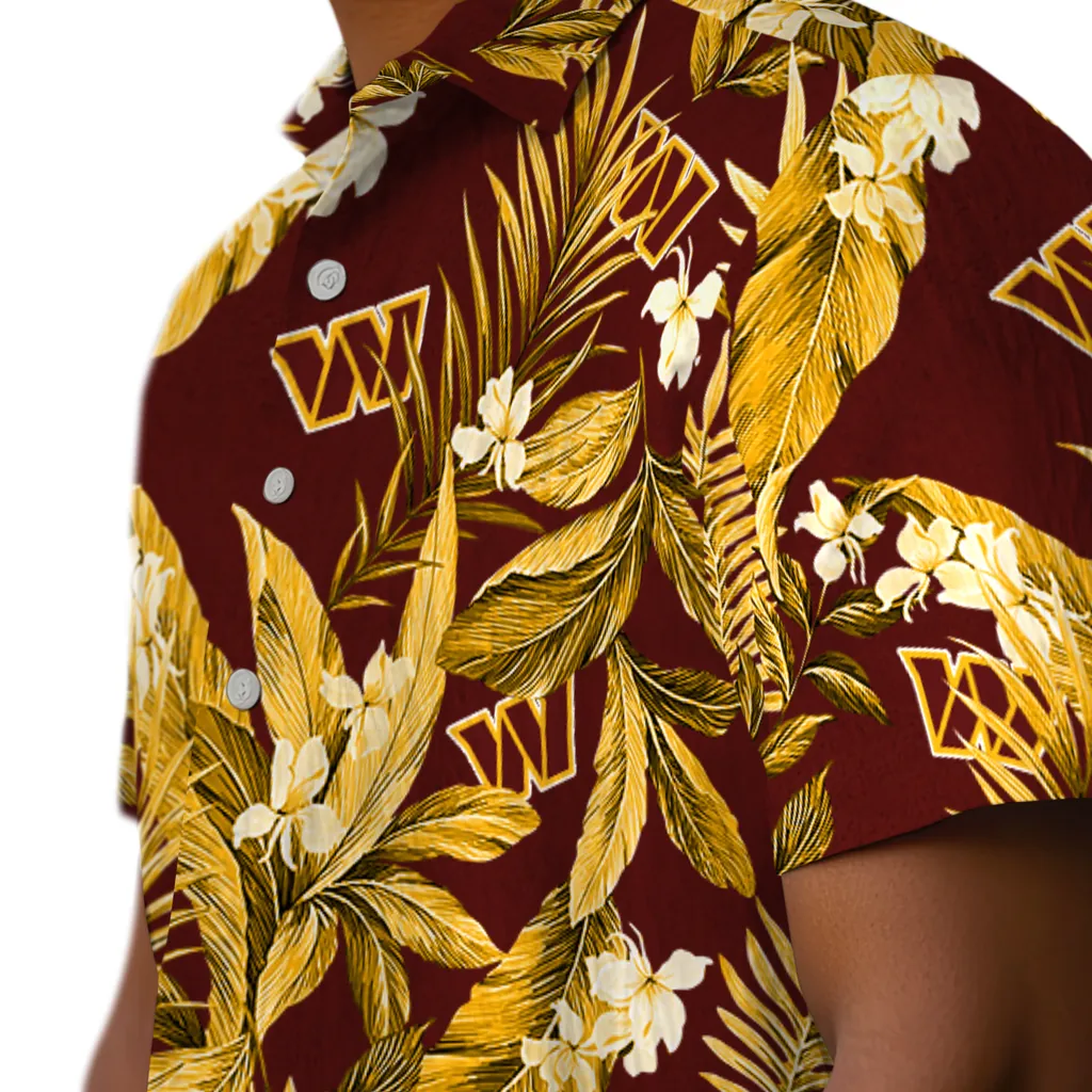 Washington Commanders Hawaiian Shirt - Palm Leaves washington commanders palm leaves burgundy hawaiian shirts trendy