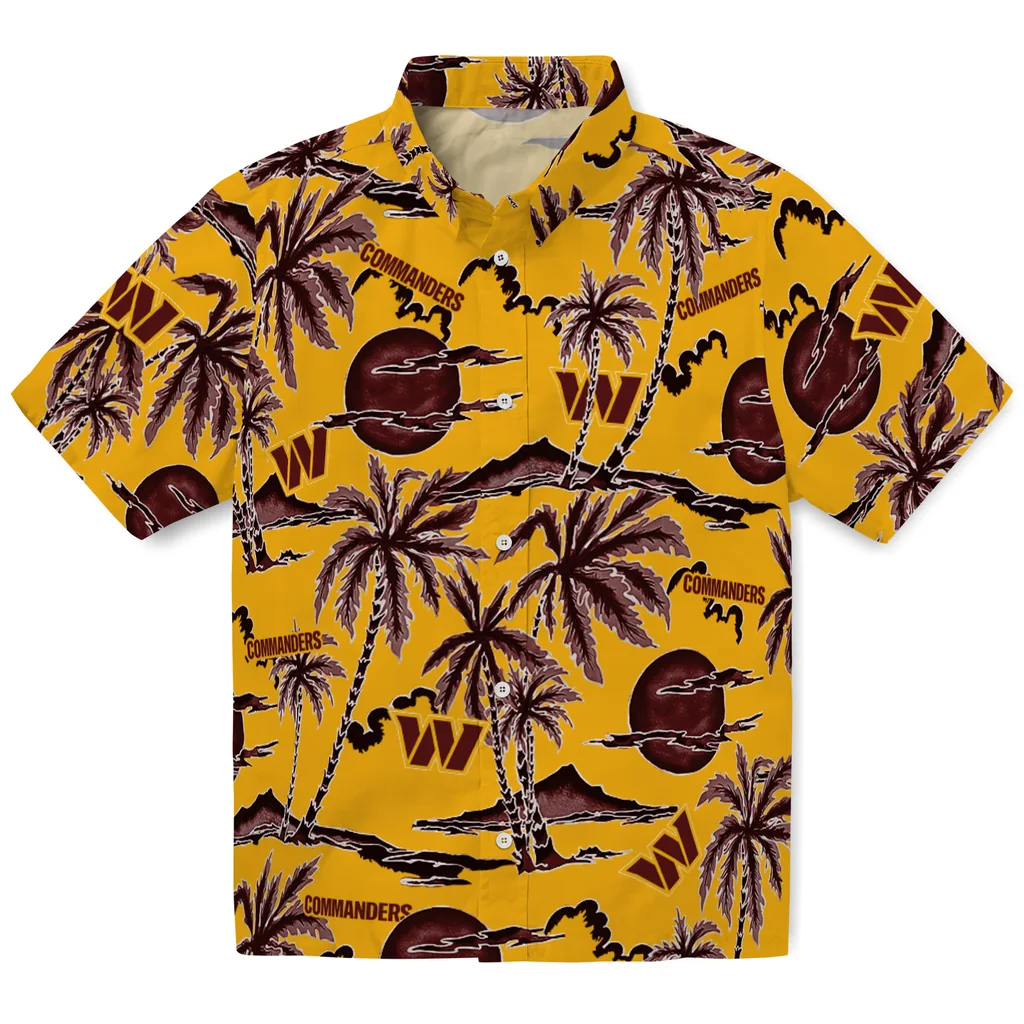 Washington Commanders Hawaiian Shirt - Palm Sunset washington commanders palm sunset hawaiian shirts best selling