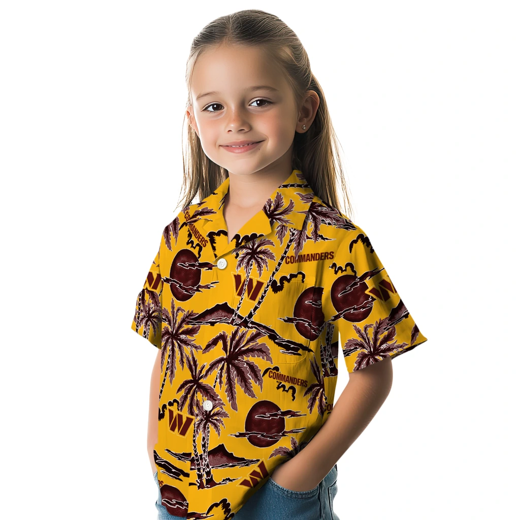 Washington Commanders Hawaiian Shirt - Palm Sunset washington commanders palm sunset hawaiian shirts premium grade