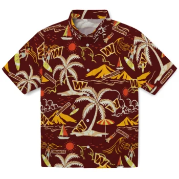 washington commanders palm tree island burgundy hawaiian shirts best selling