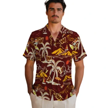 washington commanders palm tree island burgundy hawaiian shirts fashion forward