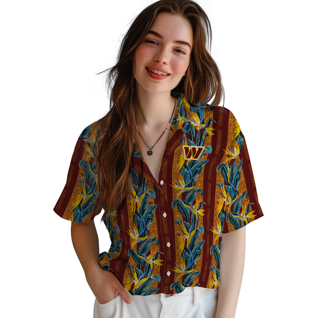 Washington Commanders Hawaiian Shirt - Paradise Vines washington commanders paradise vines burgundy hawaiian shirts latest model
