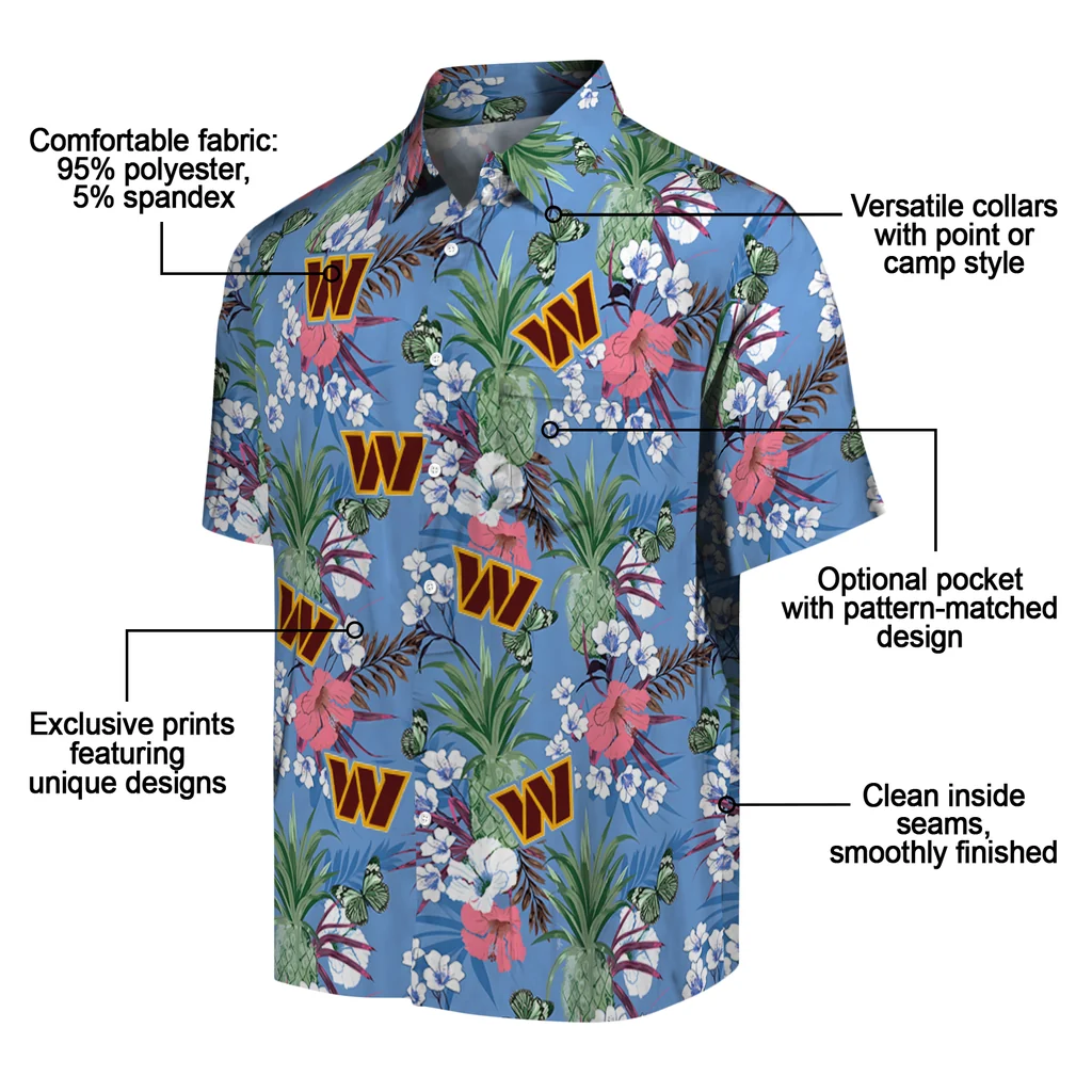 Washington Commanders Hawaiian Shirt - Pineapple Bouquet washington commanders pineapple bouquet best sky blue hawaiian shirts new arrival