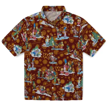 washington commanders simpsons christmas burgundy hawaiian shirts best selling
