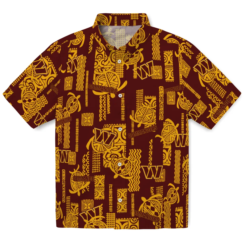 Washington Commanders Hawaiian Shirt - Turtle Lines washington commanders turtle lines burgundy hawaiian shirts best selling