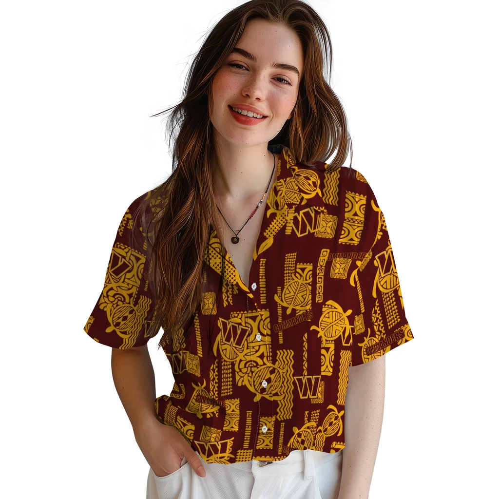 Washington Commanders Hawaiian Shirt - Turtle Lines washington commanders turtle lines burgundy hawaiian shirts latest model