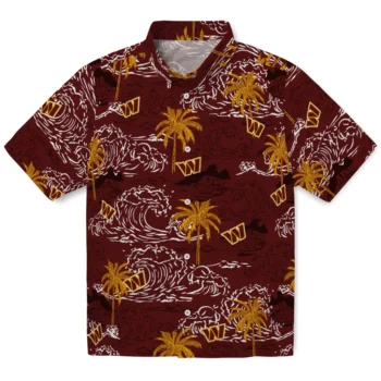 washington commanders wave palm burgundy hawaiian shirts best selling