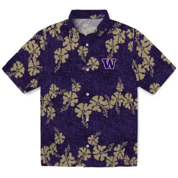 washington huskies hibiscus petals purple hawaiian shirts best selling