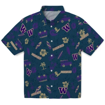 washington huskies beach vibe navy hawaiian shirts best selling