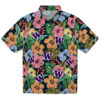 washington huskies brilliant hibiscus garden hawaiian shirts best selling
