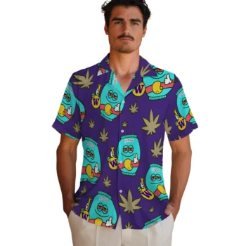 washington huskies bong smile purple hawaiian shirts fashion forward