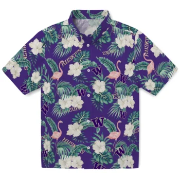 washington huskies flamingo palms purple hawaiian shirts best selling