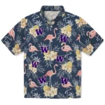 Washington Huskies Hawaiian Shirt – Flamingo Hibiscus