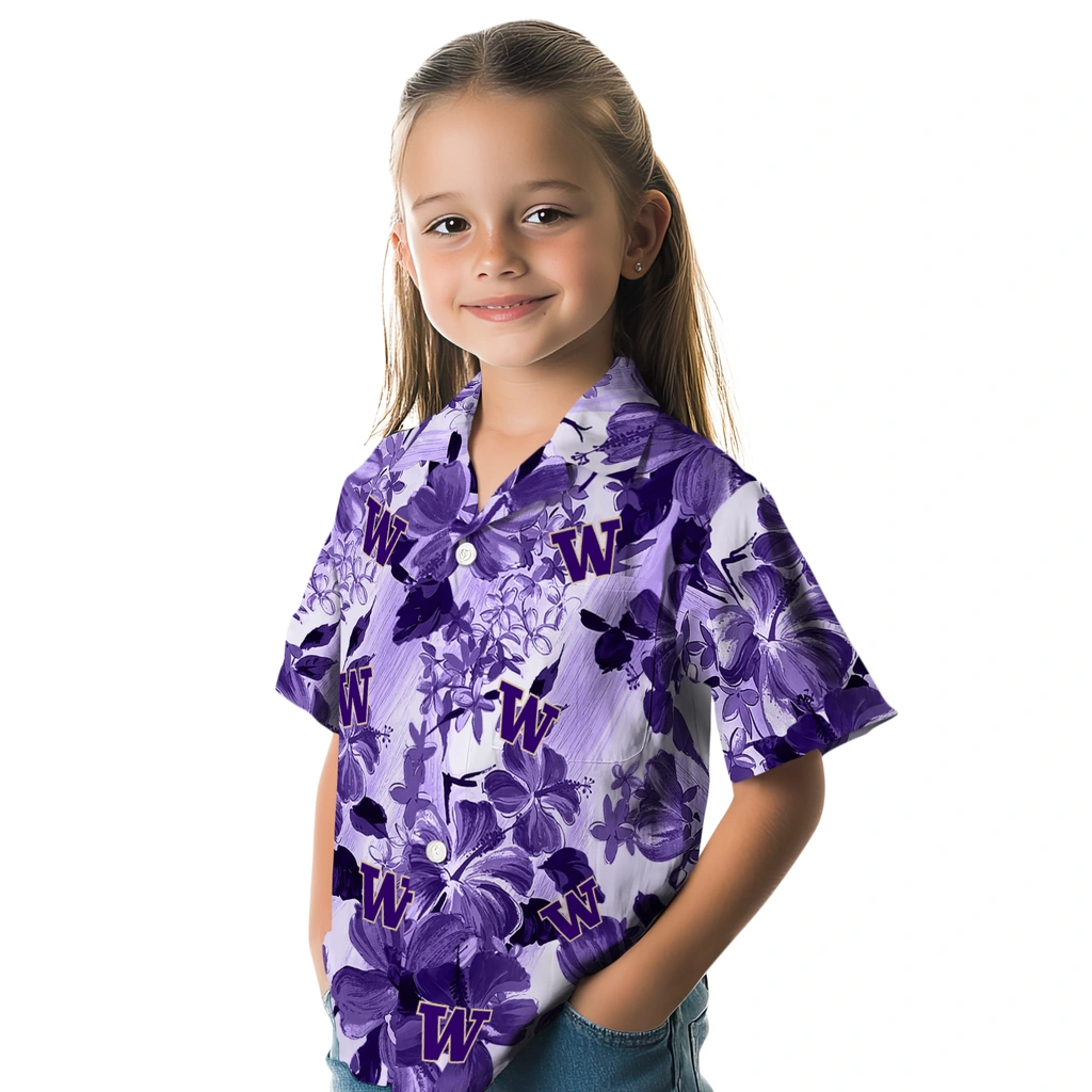Washington Huskies Hawaiian Shirt - Hibiscus Arrangement washington huskies hibiscus arrangement purple hawaiian shirts premium grade