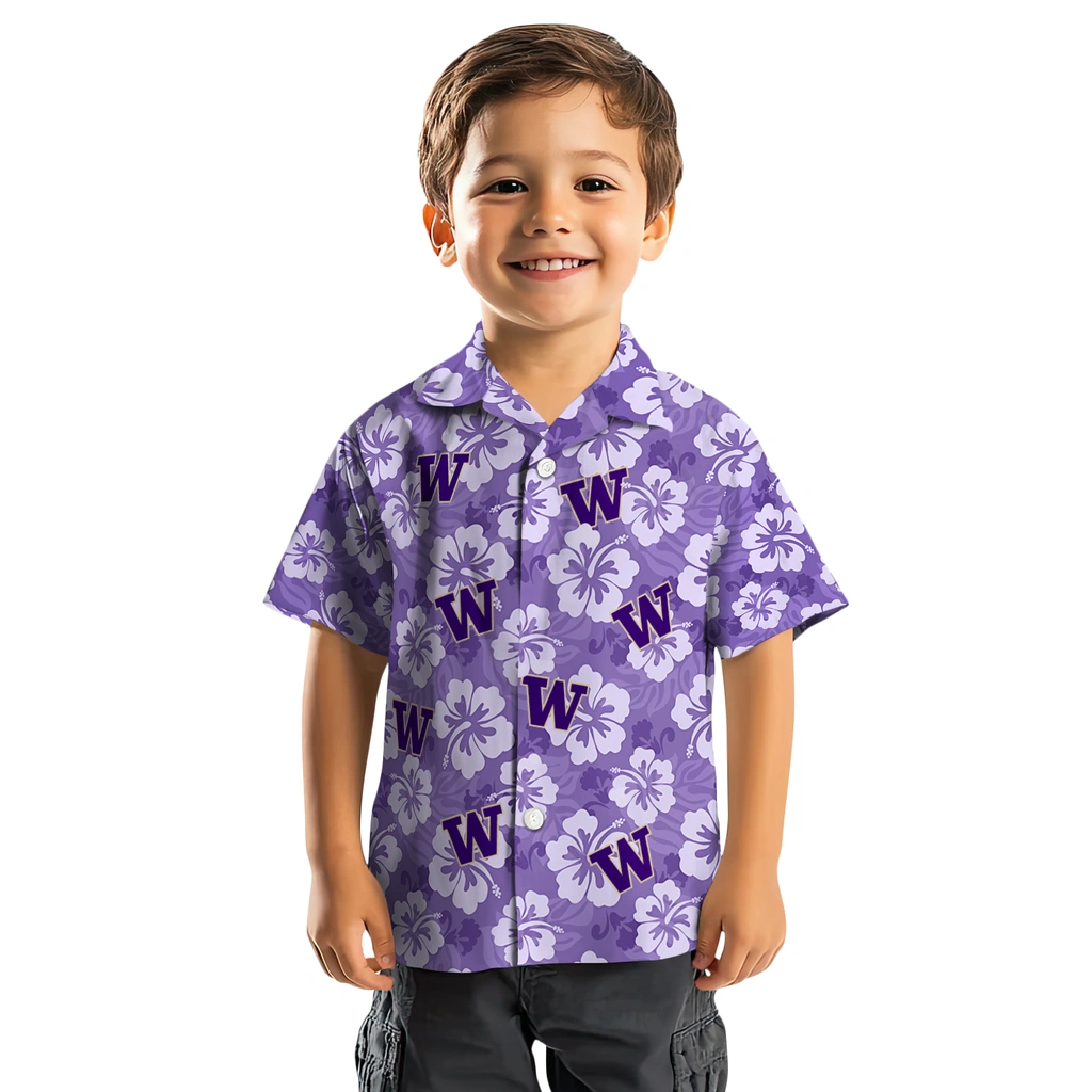Washington Huskies Hawaiian Shirt - Hibiscus Cluster washington huskies hibiscus cluster purple hawaiian shirts top rated