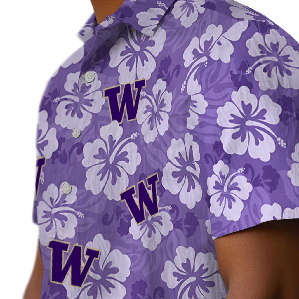 Washington Huskies Hawaiian Shirt - Hibiscus Cluster washington huskies hibiscus cluster purple hawaiian shirts trendy