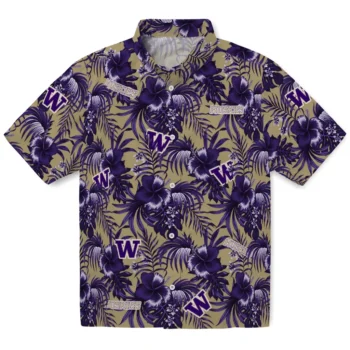 washington huskies hibiscus exotic purple hawaiian shirts best selling