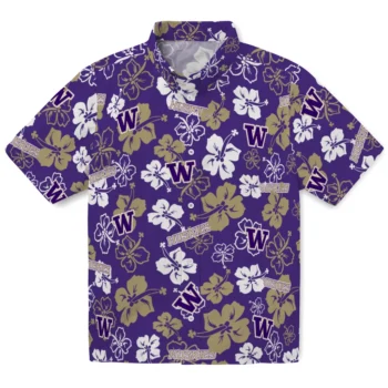 washington huskies hibiscus bloom purple hawaiian shirts best selling