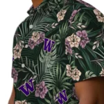 Washington Huskies Hawaiian Shirt – Hibiscus Leaves Pattern
