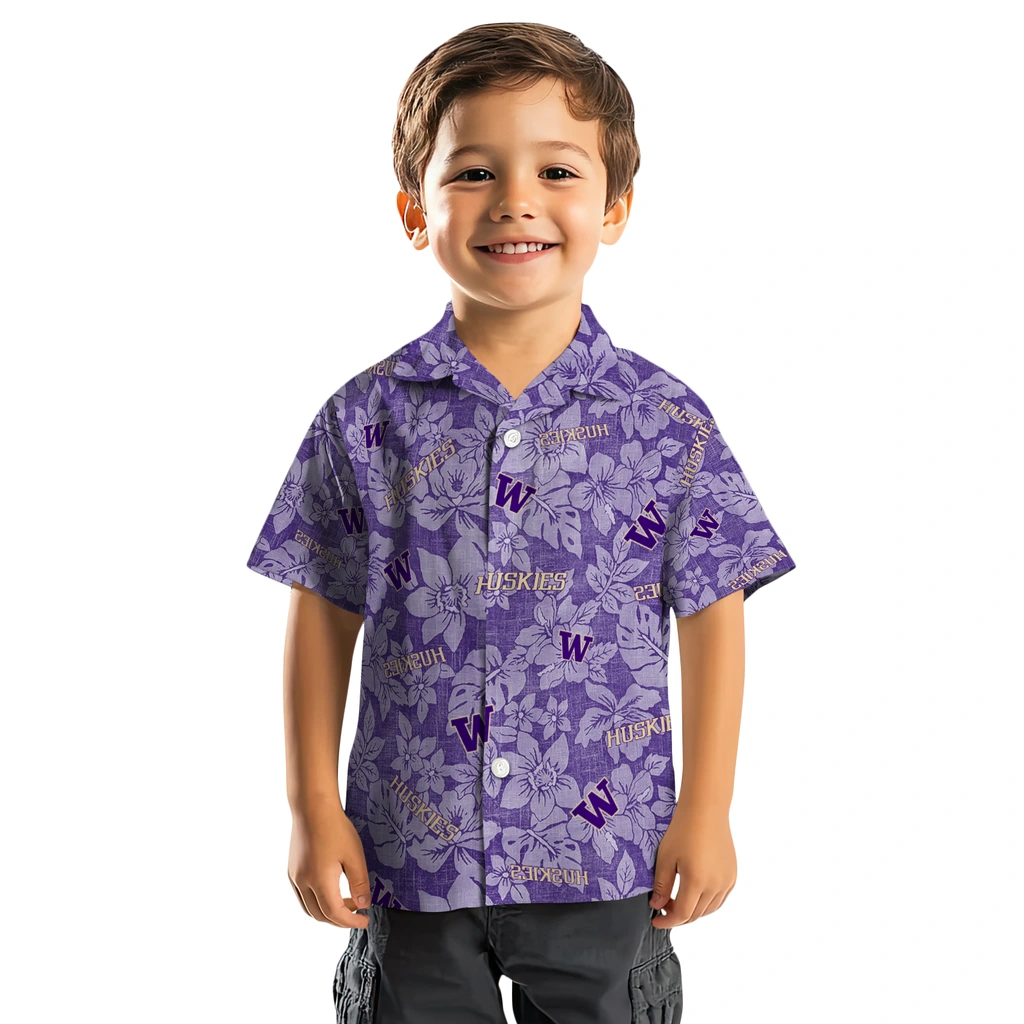 Washington Huskies Hawaiian Shirt - Hibiscus Oasis washington huskies hibiscus oasis purple hawaiian shirts top rated