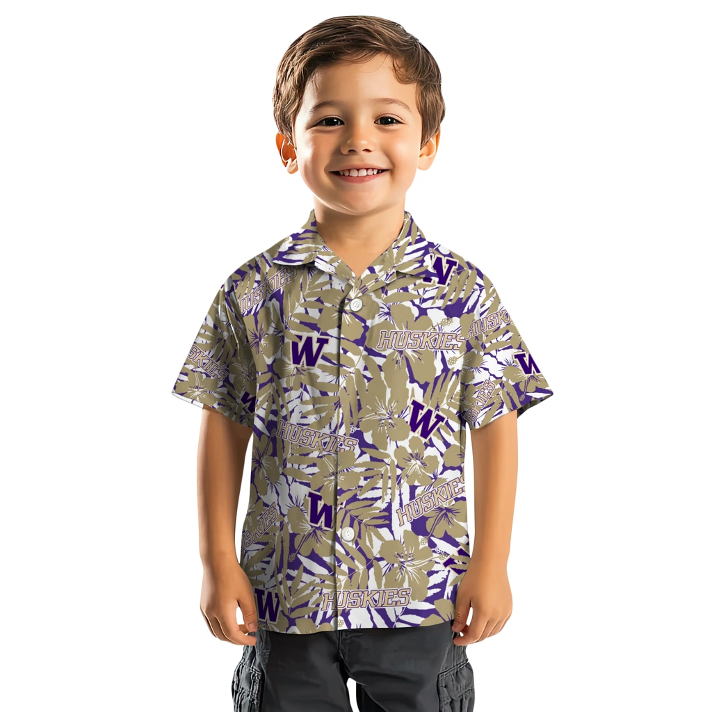 Washington Huskies Hawaiian Shirt - Hibiscus Overlay washington huskies hibiscus overlay hawaiian shirts top rated