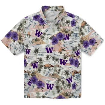 washington huskies hibiscus seaside white hawaiian shirts best selling