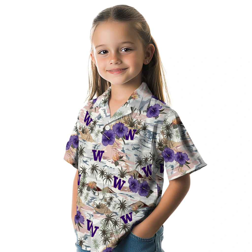 Washington Huskies Hawaiian Shirt - Hibiscus Seaside washington huskies hibiscus seaside white hawaiian shirts premium grade