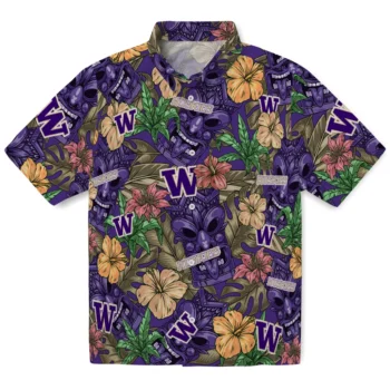 washington huskies tiki jungle purple hawaiian shirts best selling