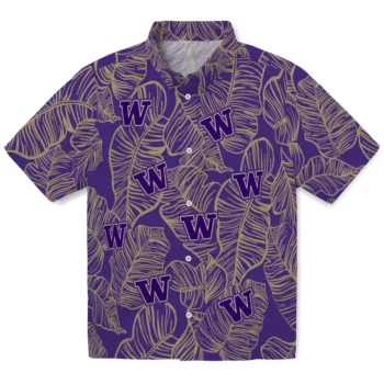 washington huskies leaf outline purple hawaiian shirts best selling