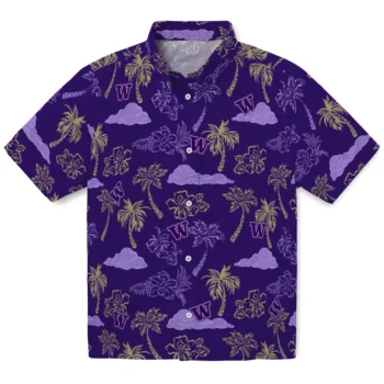washington huskies palm and clouds purple hawaiian shirts best selling