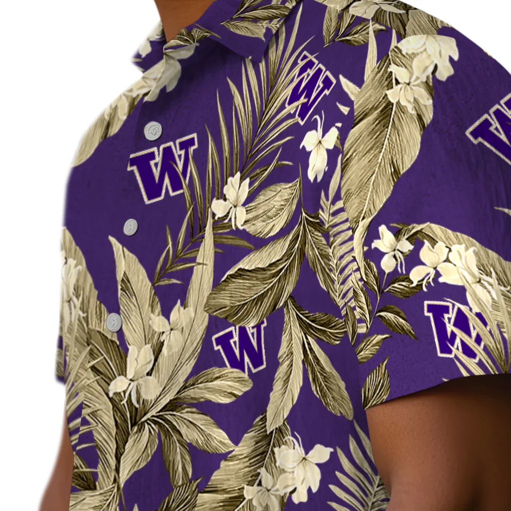 Washington Huskies Hawaiian Shirt - Palm Leaves washington huskies palm leaves purple hawaiian shirts trendy