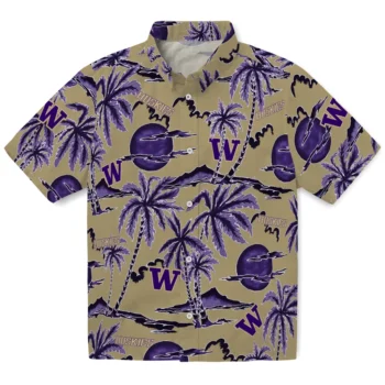 washington huskies palm sunset hawaiian shirts best selling