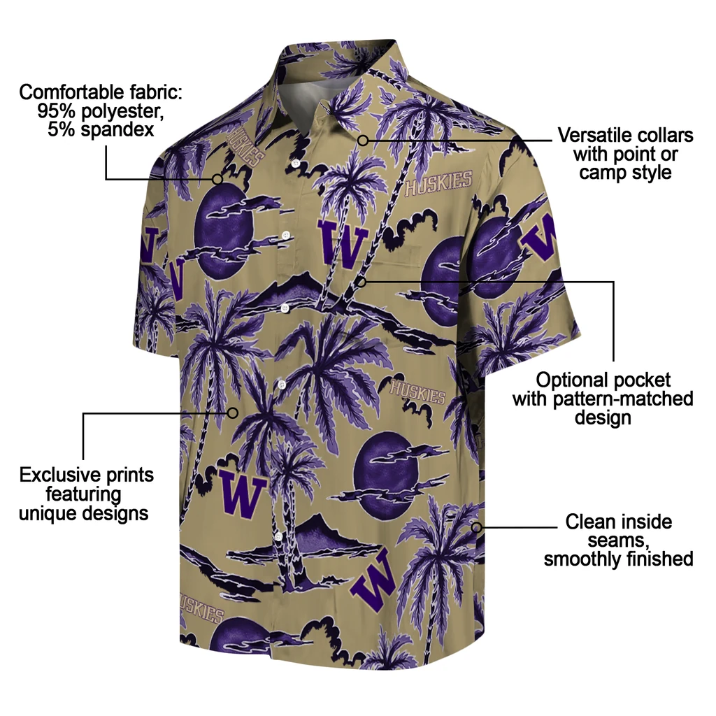 Washington Huskies Hawaiian Shirt - Palm Sunset washington huskies palm sunset hawaiian shirts new arrival