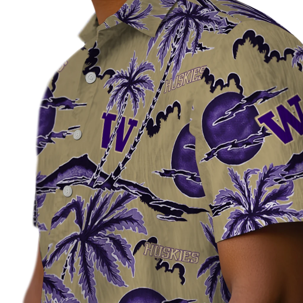 Washington Huskies Hawaiian Shirt - Palm Sunset washington huskies palm sunset hawaiian shirts trendy