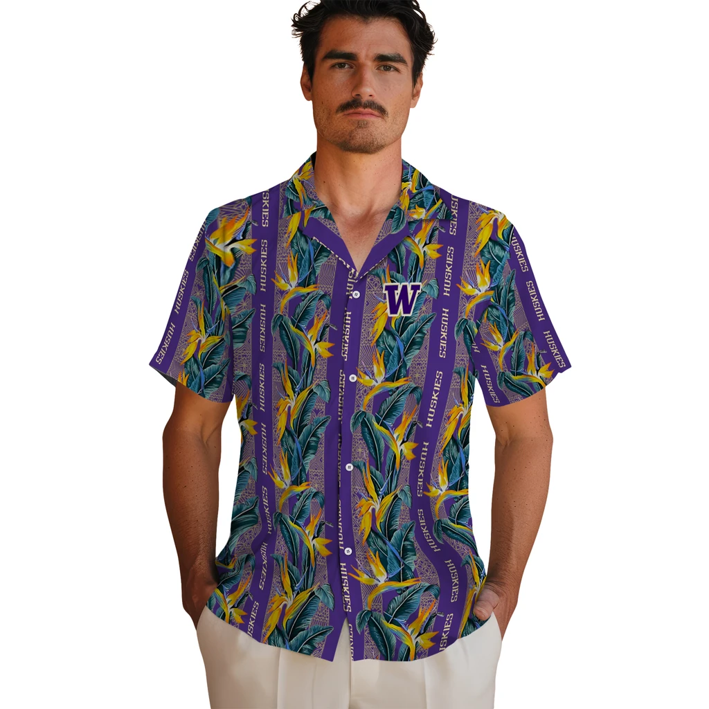 Washington Huskies Hawaiian Shirt - Paradise Vines washington huskies paradise vines purple hawaiian shirts fashion forward