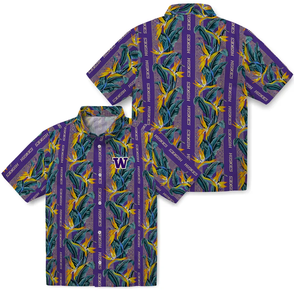 Washington Huskies Hawaiian Shirt - Paradise Vines washington huskies paradise vines purple hawaiian shirts high quality