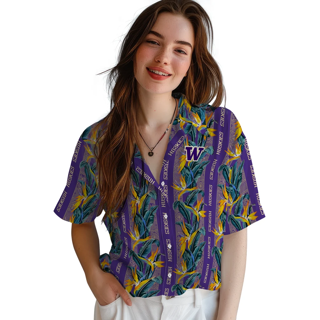 Washington Huskies Hawaiian Shirt - Paradise Vines washington huskies paradise vines purple hawaiian shirts latest model