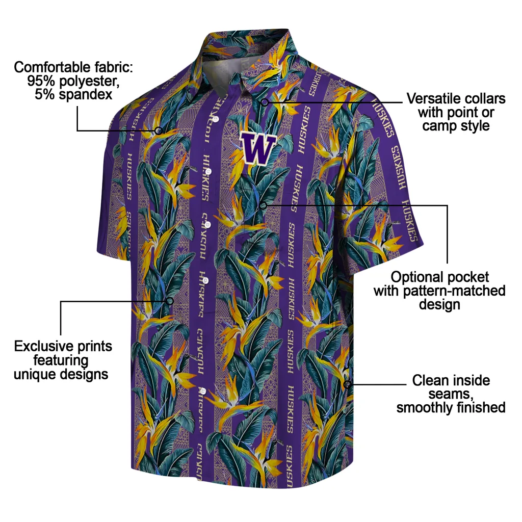 Washington Huskies Hawaiian Shirt - Paradise Vines washington huskies paradise vines purple hawaiian shirts new arrival