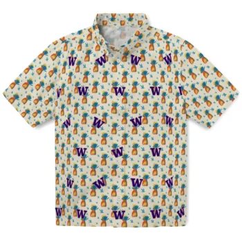 washington huskies pineapple delight beige hawaiian shirts best selling