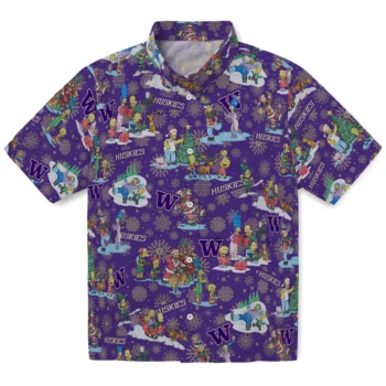 washington huskies simpsons christmas purple hawaiian shirts best selling