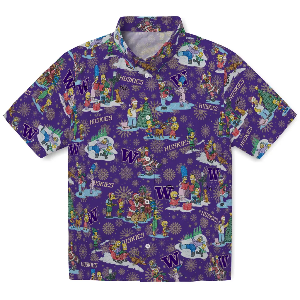 Washington Huskies Hawaiian Shirt - Simpsons Christmas washington huskies simpsons christmas purple hawaiian shirts best selling