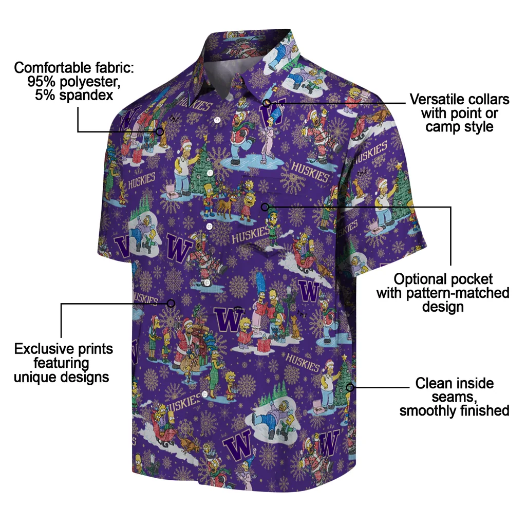 Washington Huskies Hawaiian Shirt - Simpsons Christmas washington huskies simpsons christmas purple hawaiian shirts new arrival