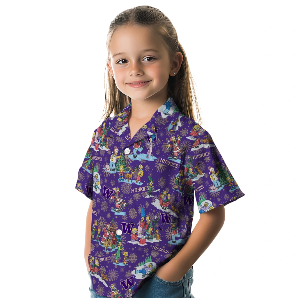 Washington Huskies Hawaiian Shirt - Simpsons Christmas washington huskies simpsons christmas purple hawaiian shirts premium grade