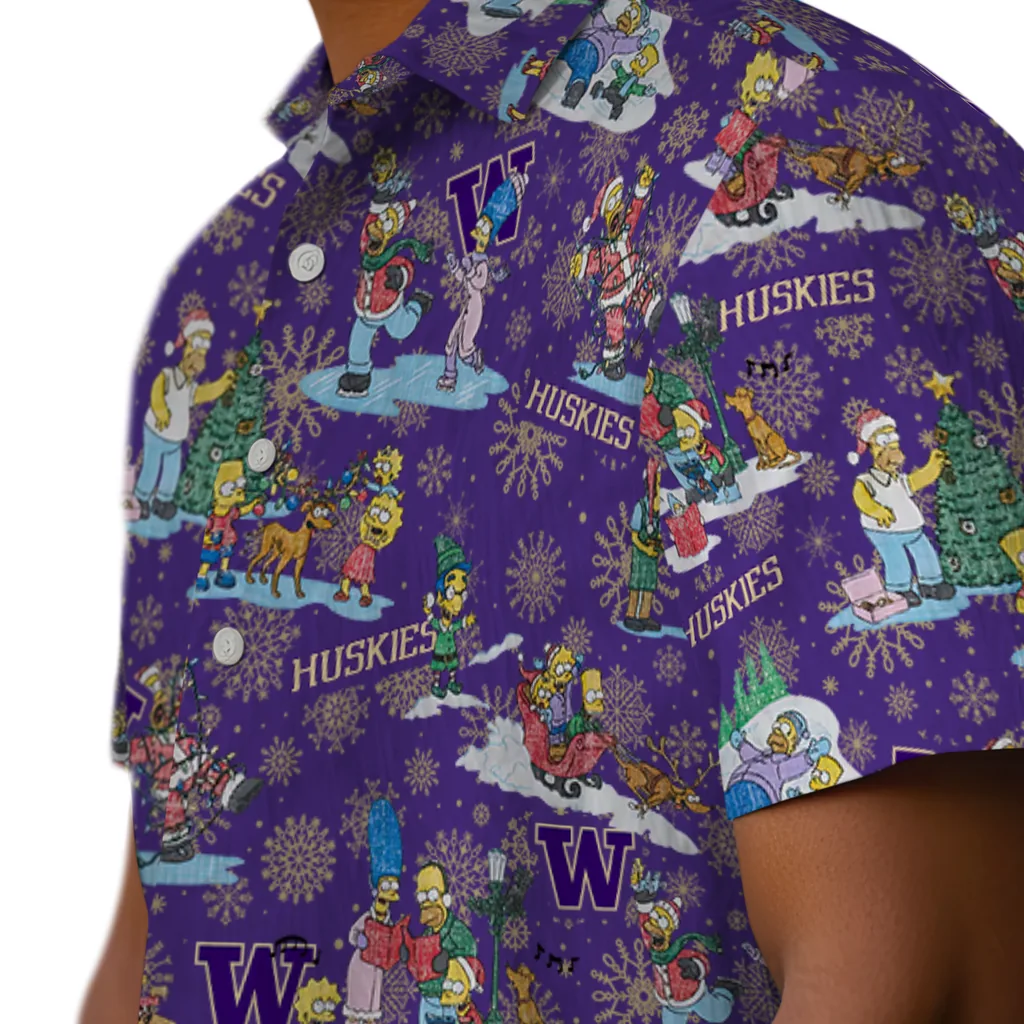 Washington Huskies Hawaiian Shirt - Simpsons Christmas washington huskies simpsons christmas purple hawaiian shirts trendy