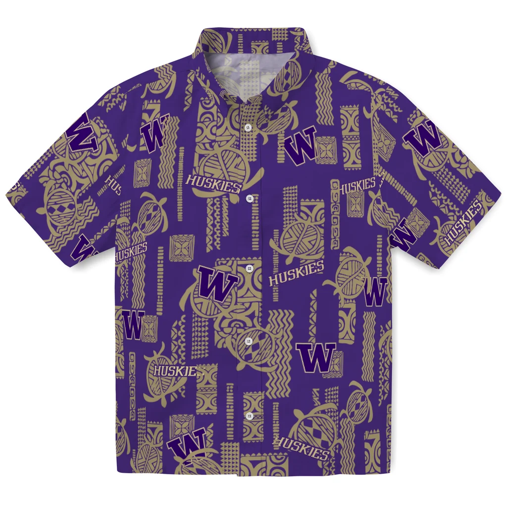 Washington Huskies Hawaiian Shirt - Turtle Lines washington huskies turtle lines purple hawaiian shirts best selling