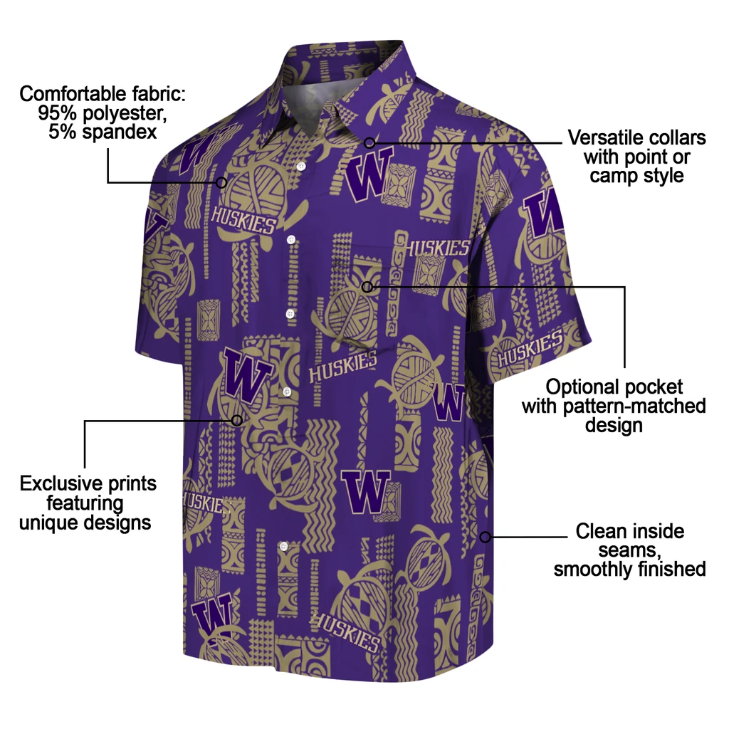 Washington Huskies Hawaiian Shirt - Turtle Lines washington huskies turtle lines purple hawaiian shirts new arrival