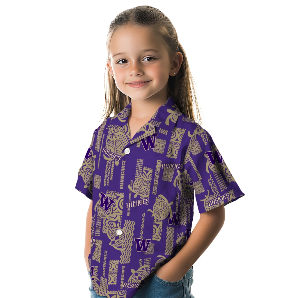 Washington Huskies Hawaiian Shirt - Turtle Lines washington huskies turtle lines purple hawaiian shirts premium grade