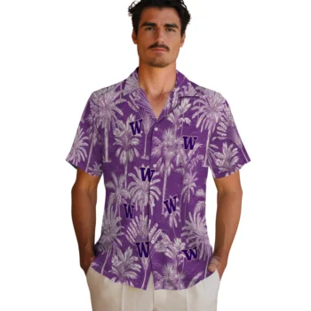 washington huskies palm shadows purple hawaiian shirts fashion forward