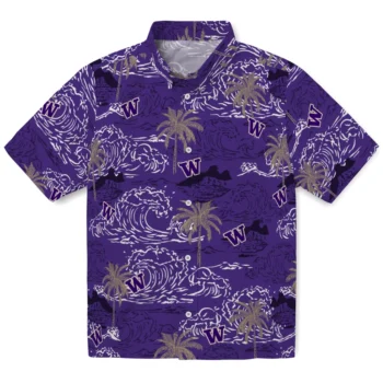 washington huskies wave palm purple hawaiian shirts best selling